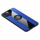 For iPhone 14 XINLI Stitching Cloth Textue Ring Holder TPU Case (Blue) - 1