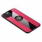 For iPhone 14 Plus XINLI Stitching Cloth Textue Ring Holder TPU Case (Red) - 1