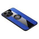 For iPhone 14 Pro XINLI Stitching Cloth Textue Ring Holder TPU Case(Blue) - 1