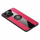 For iPhone 14 Pro XINLI Stitching Cloth Textue Ring Holder TPU Case(Red) - 1