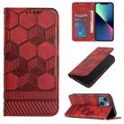 For iPhone 14 Football Texture Magnetic Leather Flip Phone Case (Red) - 1