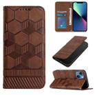 For iPhone 14 Plus Football Texture Magnetic Leather Flip Phone Case (Brown) - 1