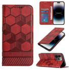 For iPhone 14 Pro Max Football Texture Magnetic Leather Flip Phone Case (Red) - 1