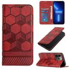 For iPhone 13 Pro Max Football Texture Magnetic Leather Flip Phone Case (Red) - 1