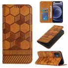 For iPhone 12 mini Football Texture Magnetic Leather Flip Phone Case (Khaki) - 1