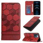 For iPhone 12 / 12 Pro Football Texture Magnetic Leather Flip Phone Case(Red) - 1