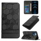 For iPhone 12 / 12 Pro Football Texture Magnetic Leather Flip Phone Case(Black) - 1