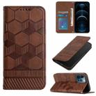 For iPhone 12 Pro Max Football Texture Magnetic Leather Flip Phone Case(Brown) - 1