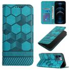 For iPhone 12 Pro Max Football Texture Magnetic Leather Flip Phone Case(Light Blue) - 1