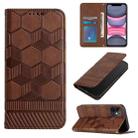 For iPhone 11 Football Texture Magnetic Leather Flip Phone Case (Brown) - 1