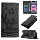 For iPhone 11 Football Texture Magnetic Leather Flip Phone Case (Black) - 1