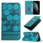 For iPhone 11 Pro Max Football Texture Magnetic Leather Flip Phone Case (Light Blue) - 1