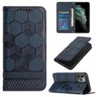 For iPhone 11 Pro Max Football Texture Magnetic Leather Flip Phone Case (Dark Blue) - 1