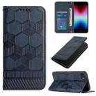 For iPhone SE 2022 / SE 2020 / 8 / 7 Football Texture Magnetic Leather Flip Phone Case(Dark Blue) - 1