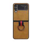 For Samsung Galaxy Z Flip4 Two-color Cowhide Texture Protective Phone Case with Ring Buckle(Brown) - 1