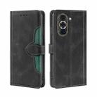 For Huawei nova 10 Pro Skin Feel Magnetic Buckle Leather Phone Case(Black) - 1