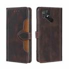 For Xiaomi Poco C40 Skin Feel Magnetic Buckle Leather Phone Case(Brown) - 1