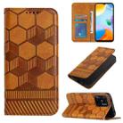 For Xiaomi Redmi 10C / 10 India Football Texture Magnetic Leather Flip Phone Case(Khaki) - 1