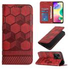 For Xiaomi Redmi 10A Football Texture Magnetic Leather Flip Phone Case(Red) - 1