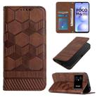 For Xiaomi Poco M4 5G Football Texture Magnetic Leather Flip Phone Case(Brown) - 1