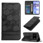 For Xiaomi Poco M4 5G Football Texture Magnetic Leather Flip Phone Case(Black) - 1