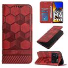 For Xiaomi Poco M4 Pro 4G Football Texture Magnetic Leather Flip Phone Case(Red) - 1