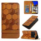 For Xiaomi Poco M4 Pro 4G Football Texture Magnetic Leather Flip Phone Case(Khaki) - 1