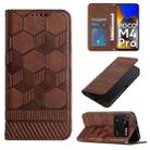 For Xiaomi Poco M4 Pro 4G Football Texture Magnetic Leather Flip Phone Case(Brown) - 1