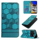 For Xiaomi Poco M4 Pro 4G Football Texture Magnetic Leather Flip Phone Case(Light Blue) - 1