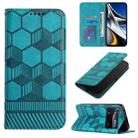 For Xiaomi Poco M4 Pro 5G Football Texture Magnetic Leather Flip Phone Case(Light Blue) - 1