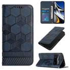 For Xiaomi Poco M4 Pro 5G Football Texture Magnetic Leather Flip Phone Case(Dark Blue) - 1