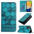 For Samsung Galaxy A03 164mm Football Texture Magnetic Leather Flip Phone Case(Light Blue) - 1