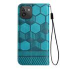 For Samsung Galaxy A03 164mm Football Texture Magnetic Leather Flip Phone Case(Light Blue) - 3
