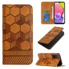 For Samsung Galaxy A03s 164mm India Football Texture Magnetic Leather Flip Phone Case(Khaki) - 1