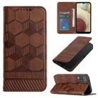 For Samsung Galaxy A12 5G / M12 / F12 Football Texture Magnetic Leather Flip Phone Case(Brown) - 1