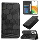 For Samsung Galaxy A33 5G Football Texture Magnetic Leather Flip Phone Case(Black) - 1