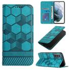 For Samsung Galaxy S21 5G Football Texture Magnetic Leather Flip Phone Case(Light Blue) - 1