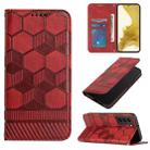 For Samsung Galaxy S22 5G Football Texture Magnetic Leather Flip Phone Case(Red) - 1