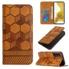 For Samsung Galaxy S22 5G Football Texture Magnetic Leather Flip Phone Case(Khaki) - 1