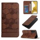 For Samsung Galaxy S22 5G Football Texture Magnetic Leather Flip Phone Case(Brown) - 1