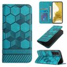 For Samsung Galaxy S22 5G Football Texture Magnetic Leather Flip Phone Case(Light Blue) - 1