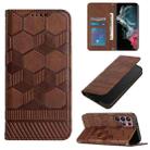 For Samsung Galaxy S22 Ultra 5G Football Texture Magnetic Leather Flip Phone Case(Brown) - 1