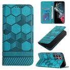 For Samsung Galaxy S22 Ultra 5G Football Texture Magnetic Leather Flip Phone Case(Light Blue) - 1