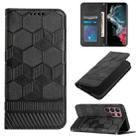 For Samsung Galaxy S22 Ultra 5G Football Texture Magnetic Leather Flip Phone Case(Black) - 1