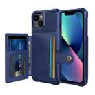 For iPhone 14 Plus Magnetic Wallet Card Bag Leather Phone Case (Navy Blue) - 1