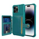 For iPhone 14 Pro Magnetic Wallet Card Bag Leather Phone Case(Cyan) - 1