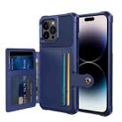 For iPhone 14 Pro Max Magnetic Wallet Card Bag Leather Phone Case (Navy Blue) - 1