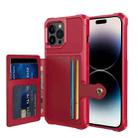 For iPhone 14 Pro Max Magnetic Wallet Card Bag Leather Phone Case (Red) - 1