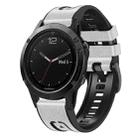 For Garmin Fenix 7X Silicone + Leather Quick Release Watch Band(White) - 1