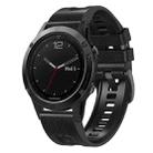 For Garmin Fenix 7X Silicone + Leather Quick Release Watch Band(Black) - 1